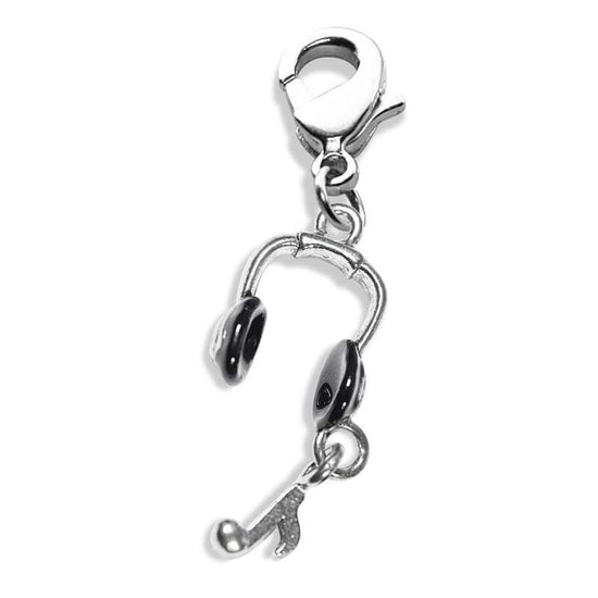 Whimsical Gifts | Headphones Charm Dangle in Silver Finish | Hobbies & Special Interests | Music Charm Dangle