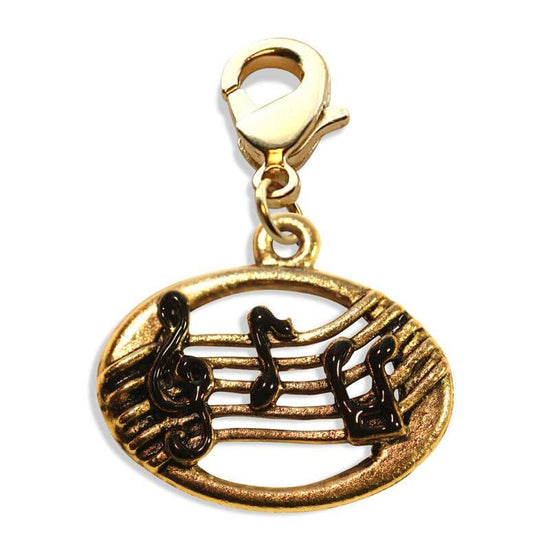 Whimsical Gifts | Disc with Musical Notes Charm Dangle in Gold Finish | Hobbies & Special Interests | Music Charm Dangle