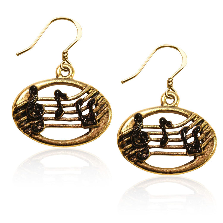 Whimsical Gifts | Musical Notes Charm Earrings in Gold Finish | Hobbies & Special Interests | Music | Jewelry