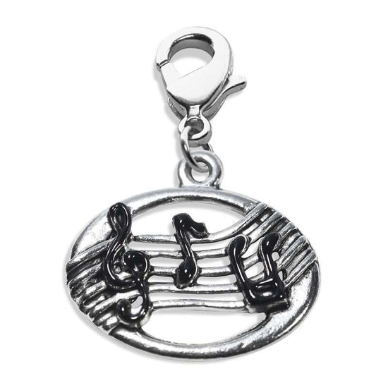 Whimsical Gifts | Disc with Musical Notes Charm Dangle in Silver Finish | Hobbies & Special Interests | Music Charm Dangle