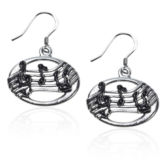 Whimsical Gifts | Musical Notes Charm Earrings in Silver Finish | Hobbies & Special Interests | Music | Jewelry
