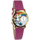 Whimsical Gifts | Unicorn 3D Watch Small Style | Handmade in USA | Fantasy & Mystical |  | Novelty Unique Fun Miniatures Gift | Gold Finish Fuschia Leather Watch Band