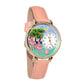Whimsical Gifts | Flamingo 3D Watch Large Style | Handmade in USA | Holiday & Seasonal Themed | Spring & Summer Fun | Novelty Unique Fun Miniatures Gift | Gold Finish Pink Leather Watch Band