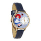 Whimsical Gifts | Raggedy Ann 3D Watch Large Style | Handmade in USA | Youth Themed |  | Novelty Unique Fun Miniatures Gift | Gold Finish Navy Blue Leather Watch Band