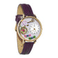 Whimsical Gifts | Cross Stitch 3D Watch Large Style | Handmade in USA | Hobbies & Special Interests | Sewing & Crafting | Novelty Unique Fun Miniatures Gift | Gold Finish Purple Leather Watch Band