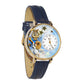 Whimsical Gifts | Angel with Harp 3D Watch Large Style | Handmade in USA | Religious & Spiritual |  | Novelty Unique Fun Miniatures Gift | Gold Finish Navy Blue Leather Watch Band