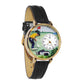 Whimsical Gifts | Golfer Male 3D Watch Large Style | Handmade in USA | Hobbies & Special Interests | Sports | Novelty Unique Fun Miniatures Gift | Gold Finish Black Leather Watch Band