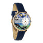 Whimsical Gifts | Soccer 3D Watch Large Style | Handmade in USA | Hobbies & Special Interests | Sports | Novelty Unique Fun Miniatures Gift | Gold Finish Navy Blue Leather Watch Band