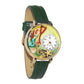 Whimsical Gifts | Mermaid 3D Watch Large Style | Handmade in USA | Fantasy & Mystical |  | Novelty Unique Fun Miniatures Gift | Gold Finish Green Leather Watch Band