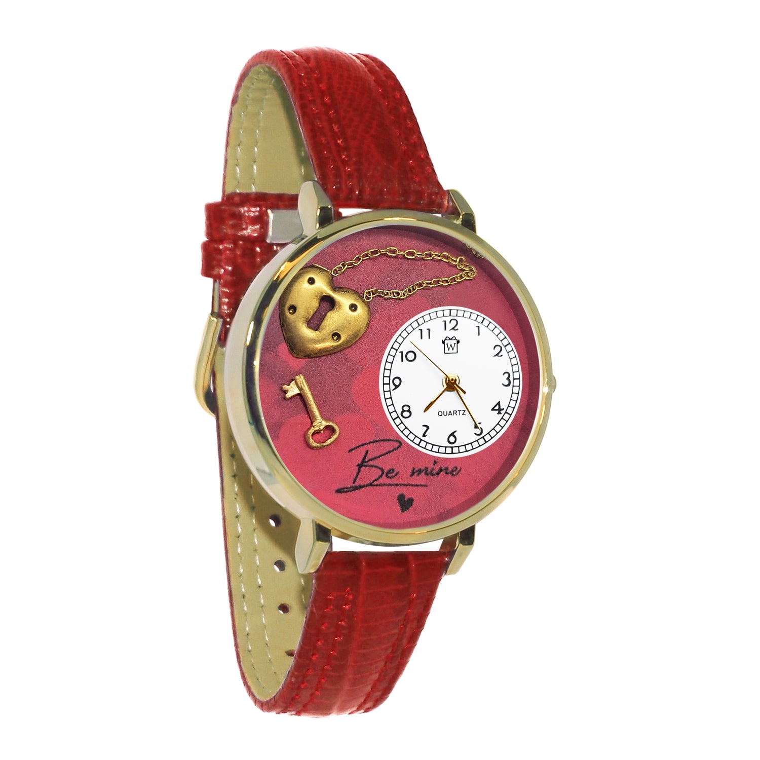Whimsical Gifts | Be Mine Heart & Key 3D Watch Large Style | Handmade in USA | Holiday & Seasonal Themed | Valentine&
