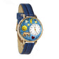 Whimsical Gifts | Taurus Zodiac 3D Watch Large Style | Handmade in USA | Zodiac & Celestial |  | Novelty Unique Fun Miniatures Gift | Gold Finish Royal Blue Leather Watch Band