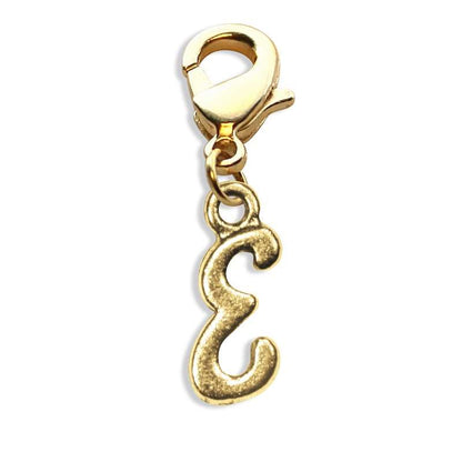 Whimsical Gifts | E Letter Charm | Antique Gold | Lobster Claw | Jewelry Accessory