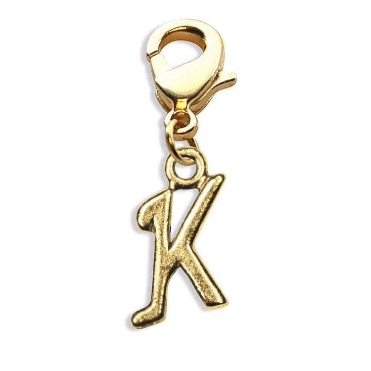 Whimsical Gifts | K Letter Charm | Antique Gold | Lobster Claw | Jewelry Accessory