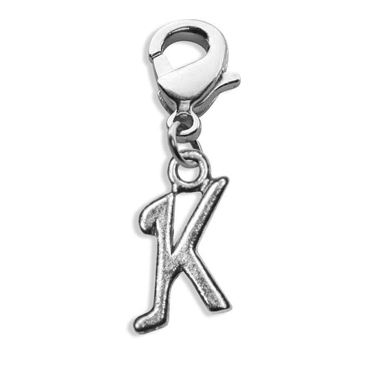 Whimsical Gifts | K Letter Charm | Antique Silver | Lobster Claw | Jewelry Accessory