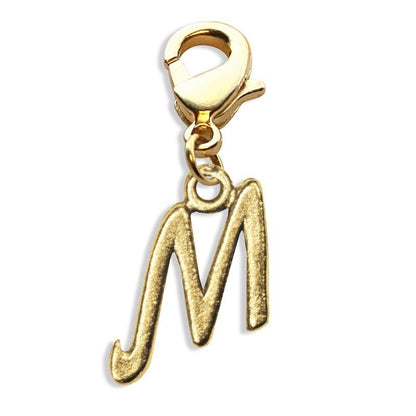 Whimsical Gifts | M Letter Charm | Antique Gold | Lobster Claw | Jewelry Accessory