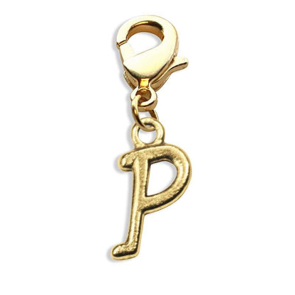 Whimsical Gifts | P Letter Charm | Antique Gold | Lobster Claw | Jewelry Accessory