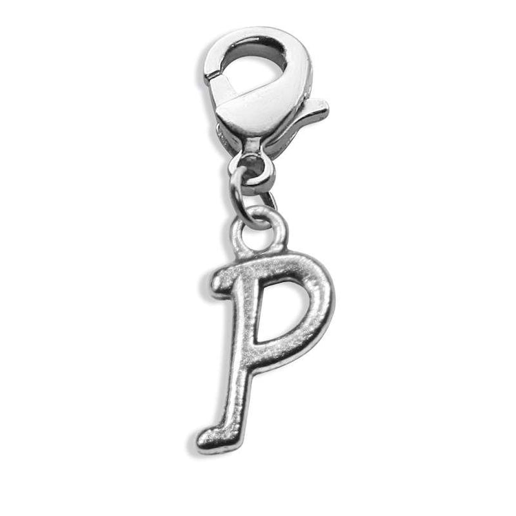 Whimsical Gifts | P Letter Charm | Antique Silver | Lobster Claw | Jewelry Accessory
