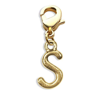 Whimsical Gifts | S Letter Charm | Antique Gold | Lobster Claw | Jewelry Accessory