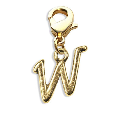 Whimsical Gifts | W Letter Charm | Antique Gold | Lobster Claw | Jewelry Accessory