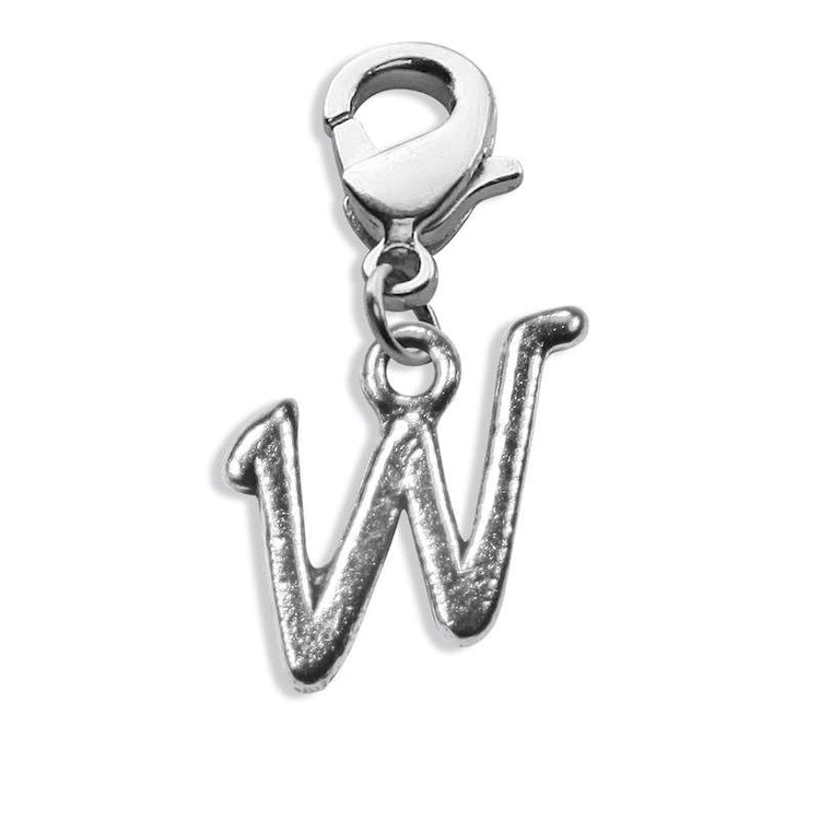 Whimsical Gifts | W Letter Charm | Antique Silver | Lobster Claw | Jewelry Accessory
