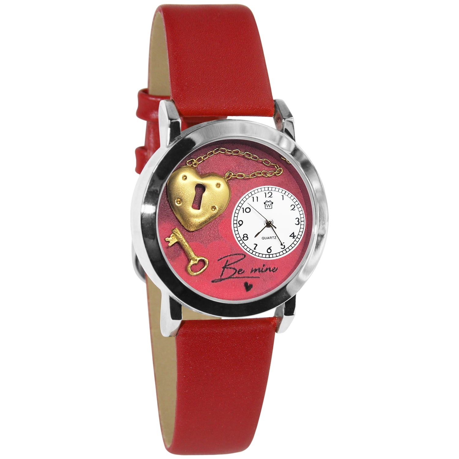 Whimsical Gifts | Be Mine Heart & Key 3D Watch Small Style | Handmade in USA | Holiday & Seasonal Themed | Valentine&