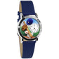 Whimsical Gifts | Baseball 3D Watch Small Style | Handmade in USA | Hobbies & Special Interests | Sports | Novelty Unique Fun Miniatures Gift | Silver Finish Blue Leather Watch Band