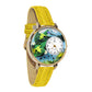 Whimsical Gifts | Frogs 3D Watch Large Style | Handmade in USA | Animal Lover | Outdoor & Garden | Novelty Unique Fun Miniatures Gift | Gold Finish Yellow Leather Watch Band