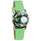 Whimsical Gifts | Frogs 3D Watch Small Style | Handmade in USA | Animal Lover | Outdoor & Garden | Novelty Unique Fun Miniatures Gift | Silver Finish Green Leather Watch Band
