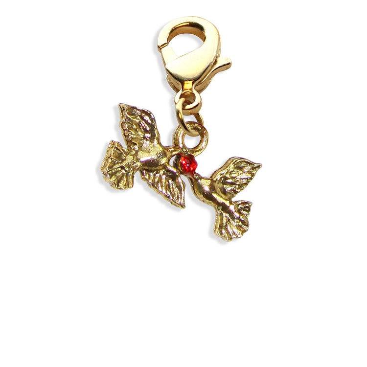 Whimsical Gifts | Love Birds Charm Dangle in Gold Finish | Holiday & Seasonal Themed | Valentine&