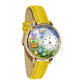 Whimsical Gifts | Easter Basket 3D Watch Large Style | Handmade in USA | Holiday & Seasonal Themed | Easter | Novelty Unique Fun Miniatures Gift | Gold Finish Yellow Leather Watch Band