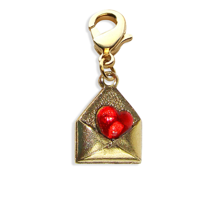 Whimsical Gifts | Love Letter Charm Dangle in Gold Finish | Holiday & Seasonal Themed | Valentine&