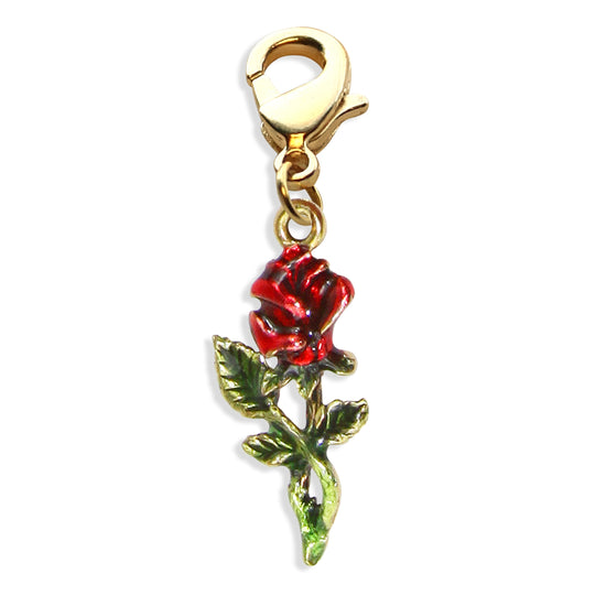 Whimsical Gifts | Rose Charm Dangle in Gold Finish | Holiday & Seasonal Themed | Valentine&