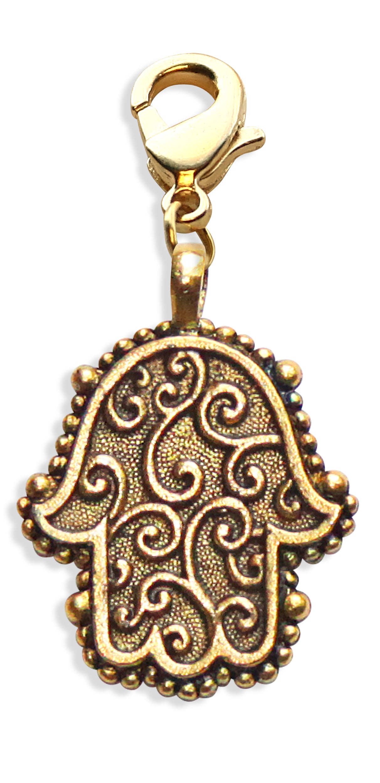 Whimsical Gifts | Hamsa Hand Charm Dangle in Gold Finish Back View | Religious & Inspirational |  Charm Dangle