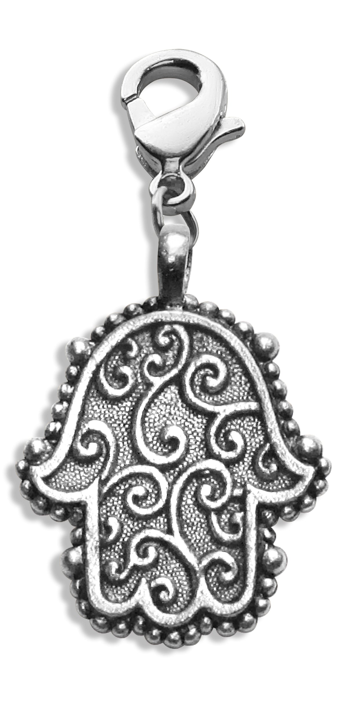 Whimsical Gifts | Hamsa Hand Charm Dangle in Silver Finish Back View | Religious & Inspirational |  Charm Dangle
