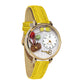 Whimsical Gifts | Knitting Basket 3D Watch Large Style | Handmade in USA | Hobbies & Special Interests | Sewing & Crafting | Novelty Unique Fun Miniatures Gift | Gold Finish Yellow Leather Watch Band
