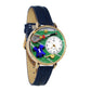 Whimsical Gifts | Lacrosse 3D Watch Large Style | Handmade in USA | Hobbies & Special Interests | Sports | Novelty Unique Fun Miniatures Gift | Gold Finish Skirt Navy Blue Leather Watch Band