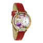 Whimsical Gifts | Sewing 3D Watch Large Style | Handmade in USA | Hobbies & Special Interests | Sewing & Crafting | Novelty Unique Fun Miniatures Gift | Gold Finish Red Leather Watch Band